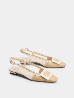 Roger Vivier Belle Vivier Slingback Ballerinas in canvas Clearance
