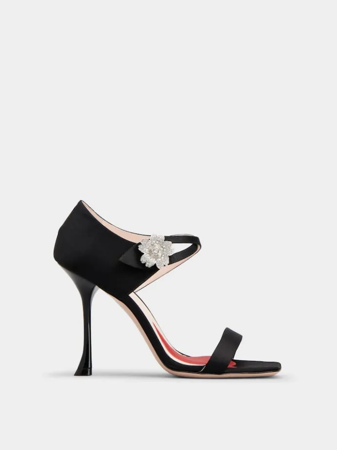 Roger Vivier I Love Vivier Daisy Strass Sandals in Satin Sale