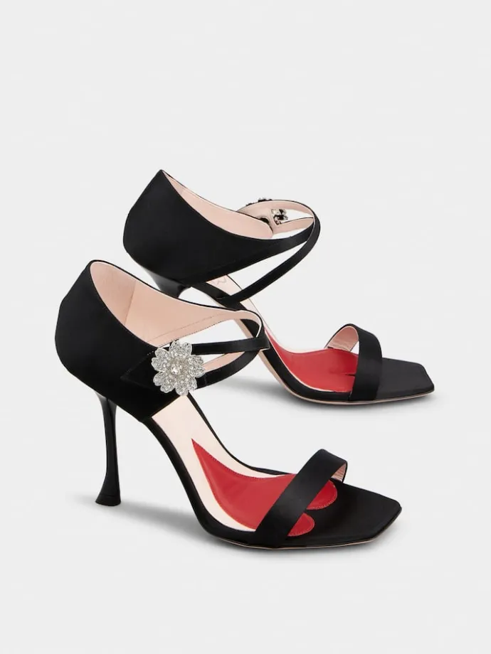 Roger Vivier I Love Vivier Daisy Strass Sandals in Satin Sale