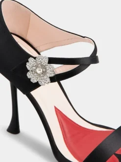Roger Vivier I Love Vivier Daisy Strass Sandals in Satin Sale