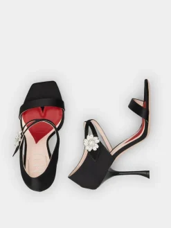 Roger Vivier I Love Vivier Daisy Strass Sandals in Satin Sale