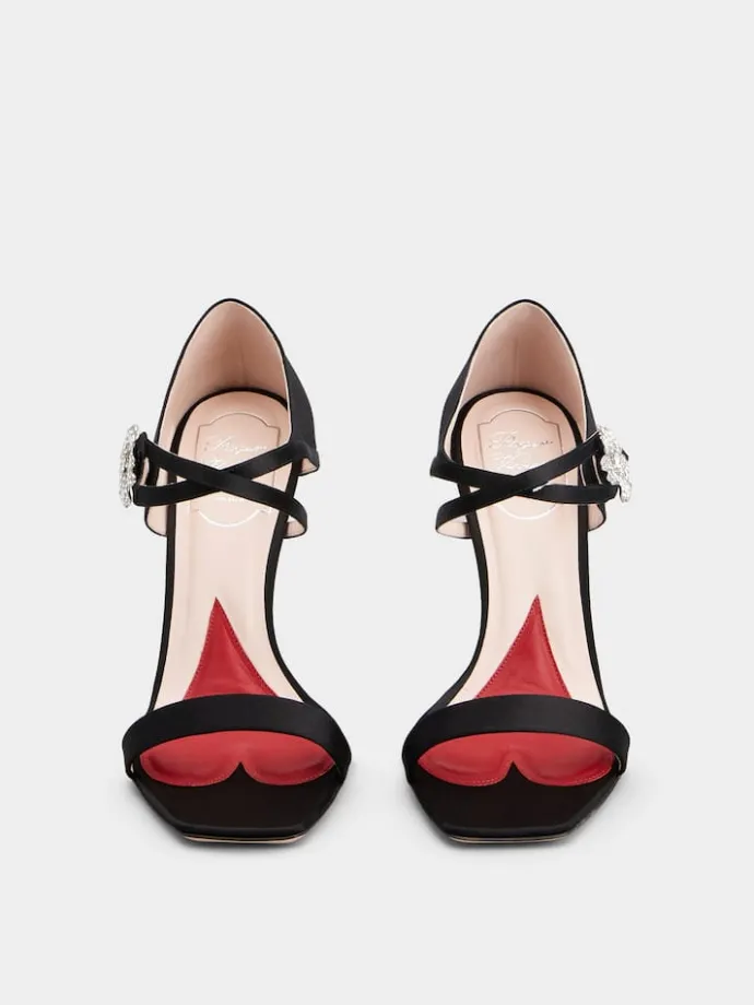 Roger Vivier I Love Vivier Daisy Strass Sandals in Satin Sale
