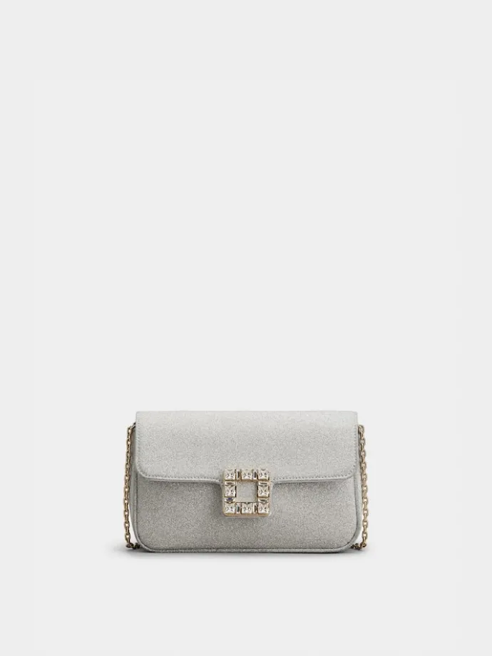 Roger Vivier Jeu de Fille Clutch in glitter Hot