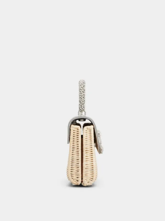 Roger Vivier Jewel Efflorescence Mini Bag in leather and rattan Sale