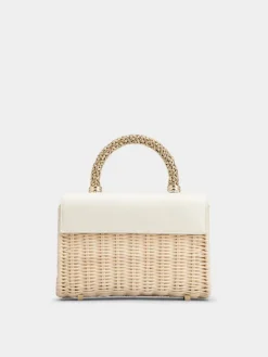 Roger Vivier Jewel Efflorescence Mini Bag in leather and rattan Clearance