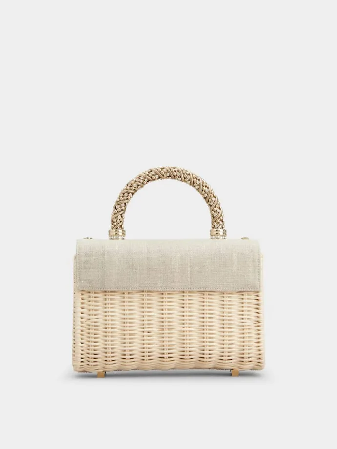 Roger Vivier Jewel Efflorescence Mini Bag in linen and rattan Fashion