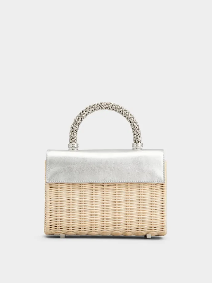Roger Vivier Jewel Efflorescence Mini Bag in leather and rattan Sale
