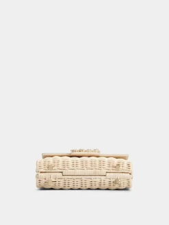 Roger Vivier Jewel Efflorescence Mini Bag in leather and rattan Clearance