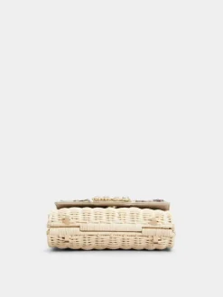 Roger Vivier Jewel Efflorescence Mini Bag in linen and rattan Fashion