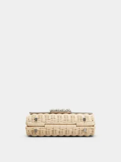 Roger Vivier Jewel Efflorescence Mini Bag in leather and rattan Sale