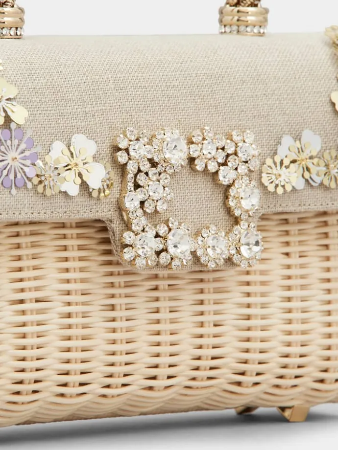 Roger Vivier Jewel Efflorescence Mini Bag in linen and rattan Fashion