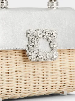 Roger Vivier Jewel Efflorescence Mini Bag in leather and rattan Sale