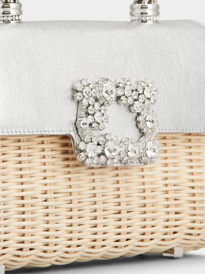 Roger Vivier Jewel Efflorescence Mini Bag in leather and rattan Sale