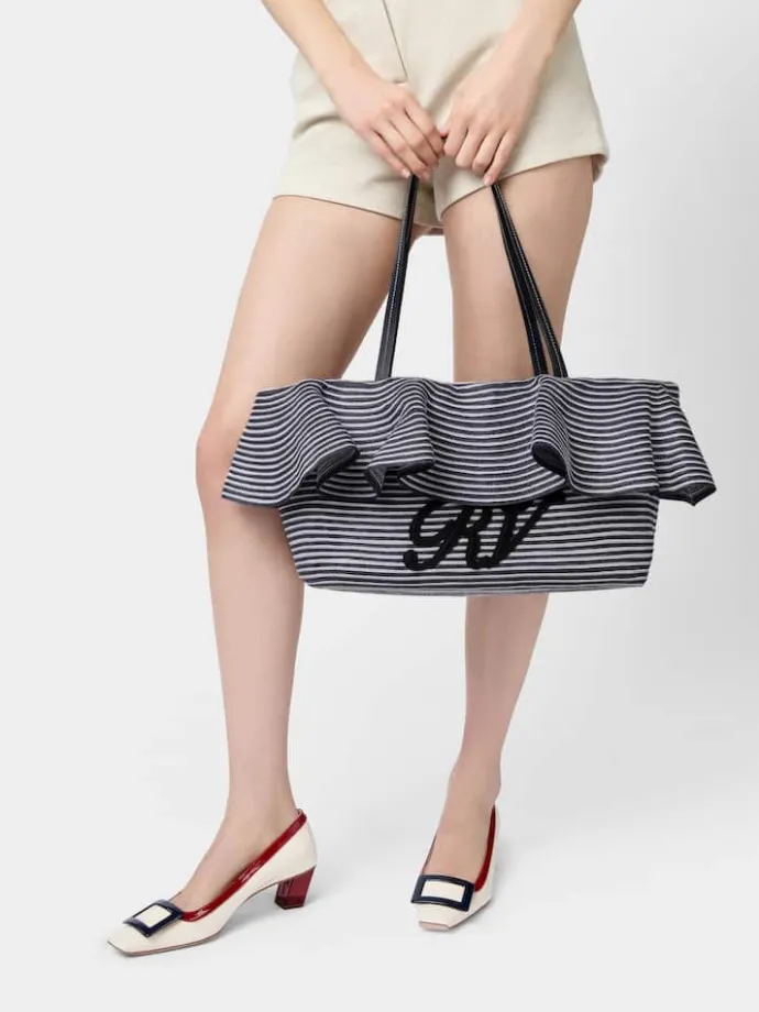 Roger Vivier Medium Shopping Bag in raffia Discount