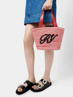 Roger Vivier Small Shopping Bag in raffia Best