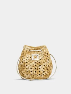 Roger Vivier Très Vivier Bucket Bag in raffia New