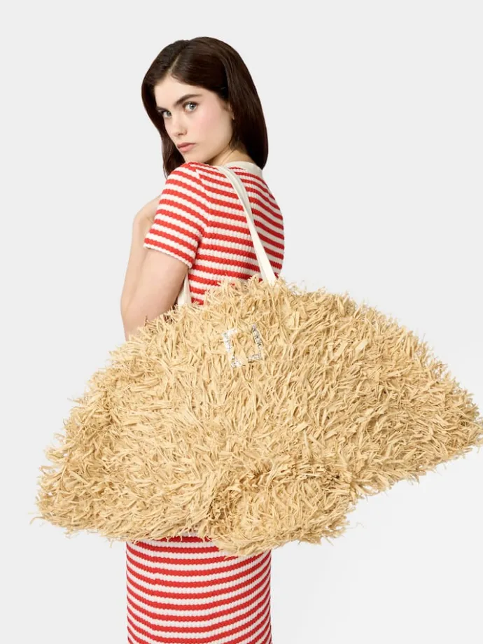 Roger Vivier Très Vivier Large Shopping Bag in raffia New