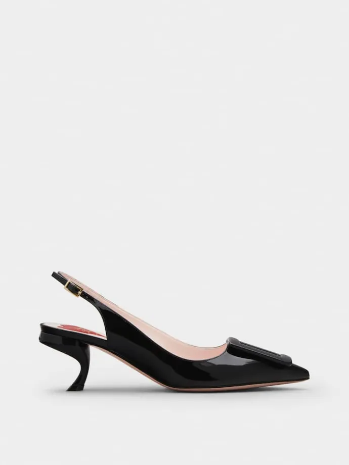 Roger Vivier Virgule Slingback Pumps in patent leather Discount