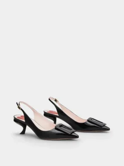 Roger Vivier Virgule Slingback Pumps in patent leather Discount