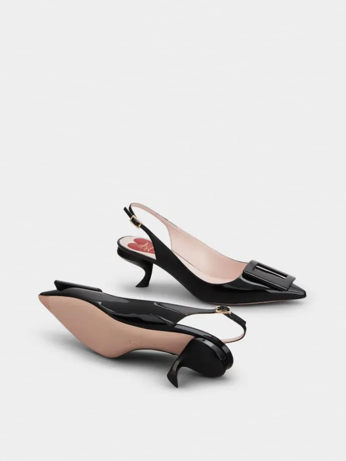 Roger Vivier Virgule Slingback Pumps in patent leather Discount