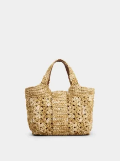 Roger Vivier Viv' Choc Mini Shopping Bag in Raffia Hot