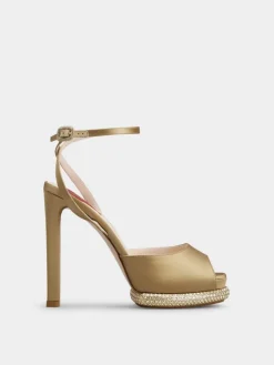 Roger Vivier Viv' Choc Platform Sandals in satin Clearance