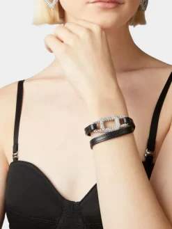 Roger Vivier Viv' Choc Strass Bracelet in leather Hot