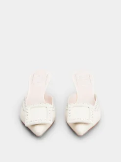 Roger Vivier Viv' in The City Mules in leather Hot