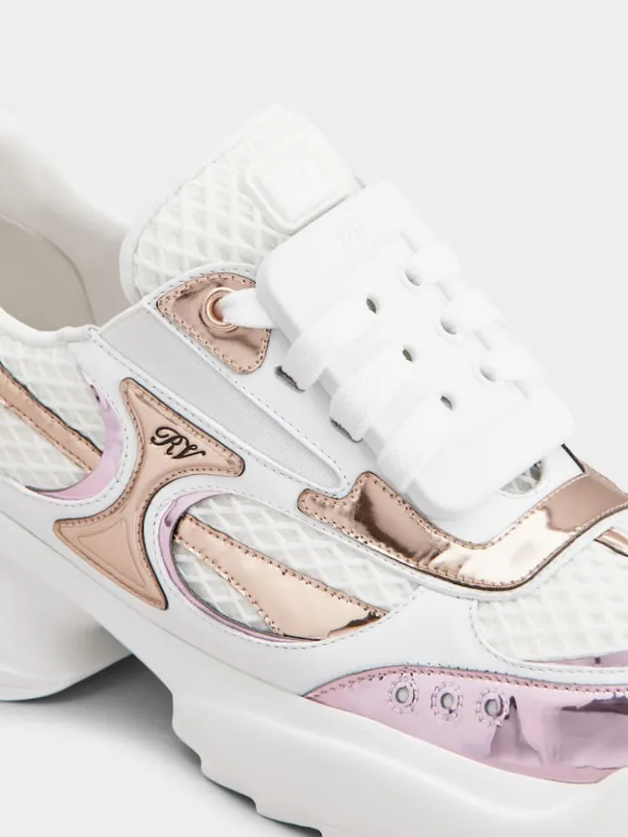 Roger Vivier Viv' on the Run Sneakers in leather and fabric Hot