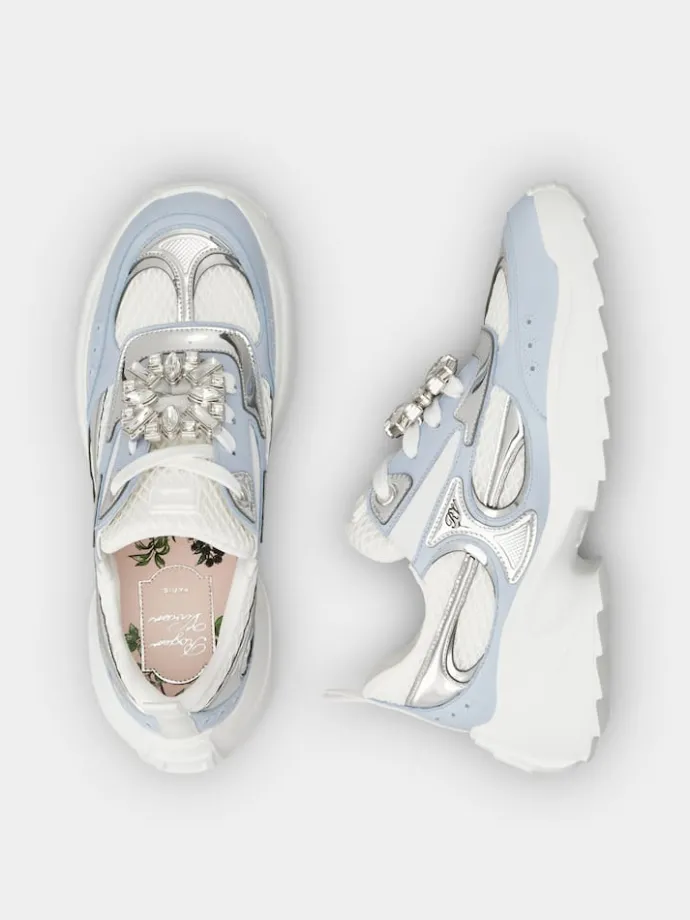 Roger Vivier Viv' on the Run Sneakers in leather and fabric Sale