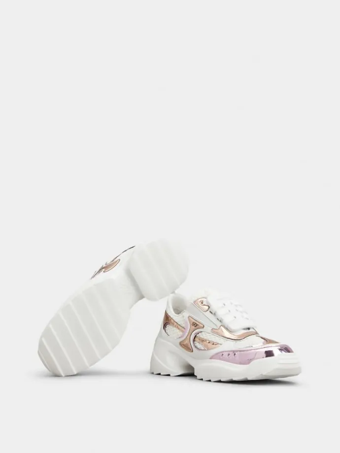 Roger Vivier Viv' on the Run Sneakers in leather and fabric Hot
