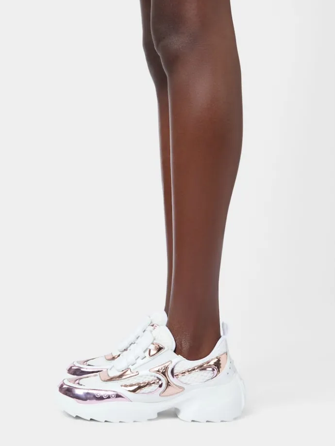 Roger Vivier Viv' on the Run Sneakers in leather and fabric Hot