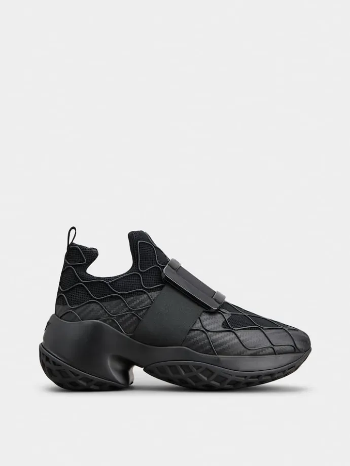 Roger Vivier Viv' Run Technical Lacquered Buckle Sneakers in Technical Fabric Discount