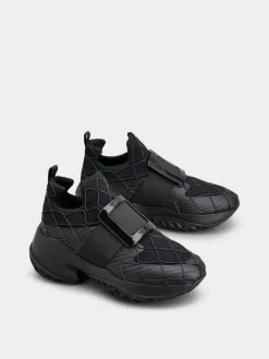 Roger Vivier Viv' Run Technical Lacquered Buckle Sneakers in Technical Fabric Discount