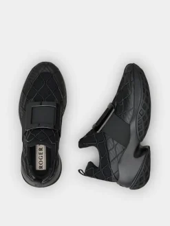 Roger Vivier Viv' Run Technical Lacquered Buckle Sneakers in Technical Fabric Discount