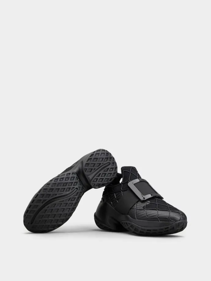 Roger Vivier Viv' Run Technical Lacquered Buckle Sneakers in Technical Fabric Discount