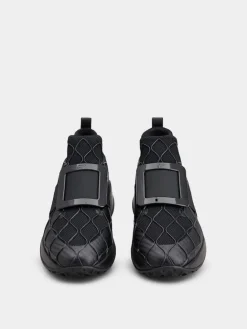 Roger Vivier Viv' Run Technical Lacquered Buckle Sneakers in Technical Fabric Discount