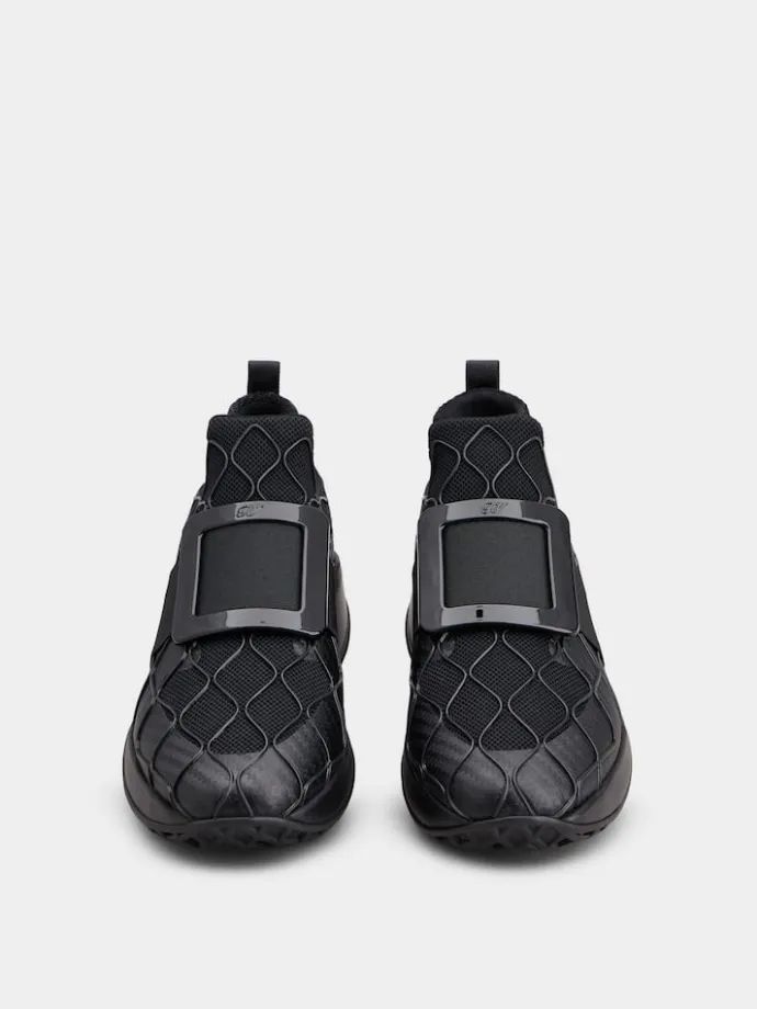 Roger Vivier Viv' Run Technical Lacquered Buckle Sneakers in Technical Fabric Discount