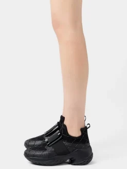 Roger Vivier Viv' Run Technical Lacquered Buckle Sneakers in Technical Fabric Discount