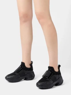Roger Vivier Viv' Run Technical Lacquered Buckle Sneakers in Technical Fabric Discount