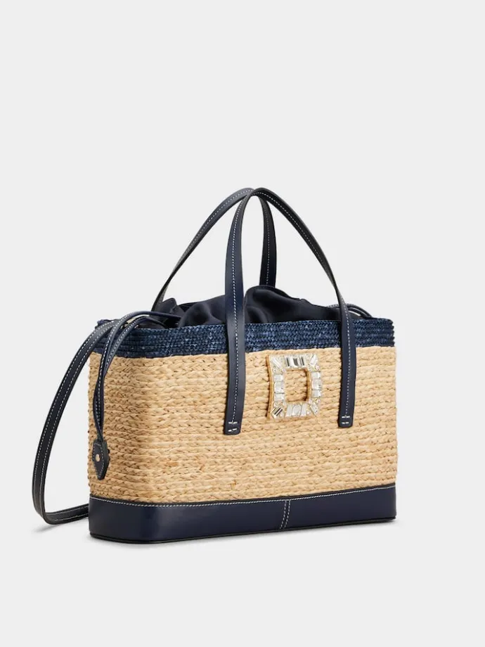 Roger Vivier Viv' Skate Shopping Bag in raffia Hot