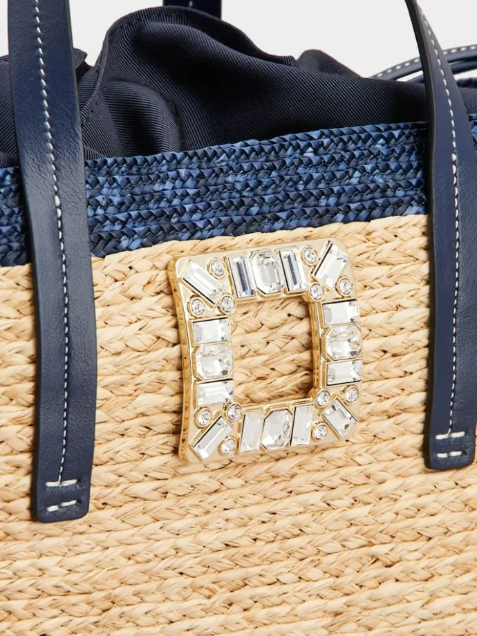 Roger Vivier Viv' Skate Shopping Bag in raffia Hot