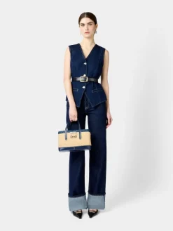 Roger Vivier Viv' Skate Shopping Bag in raffia Hot