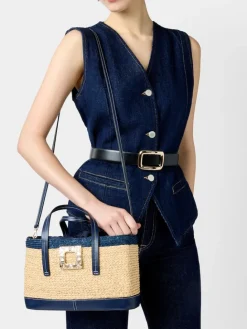 Roger Vivier Viv' Skate Shopping Bag in raffia Hot