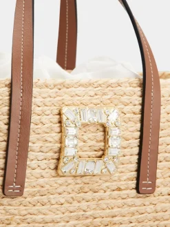 Roger Vivier Viv' Skate Small Shopping Bag in raffia Online
