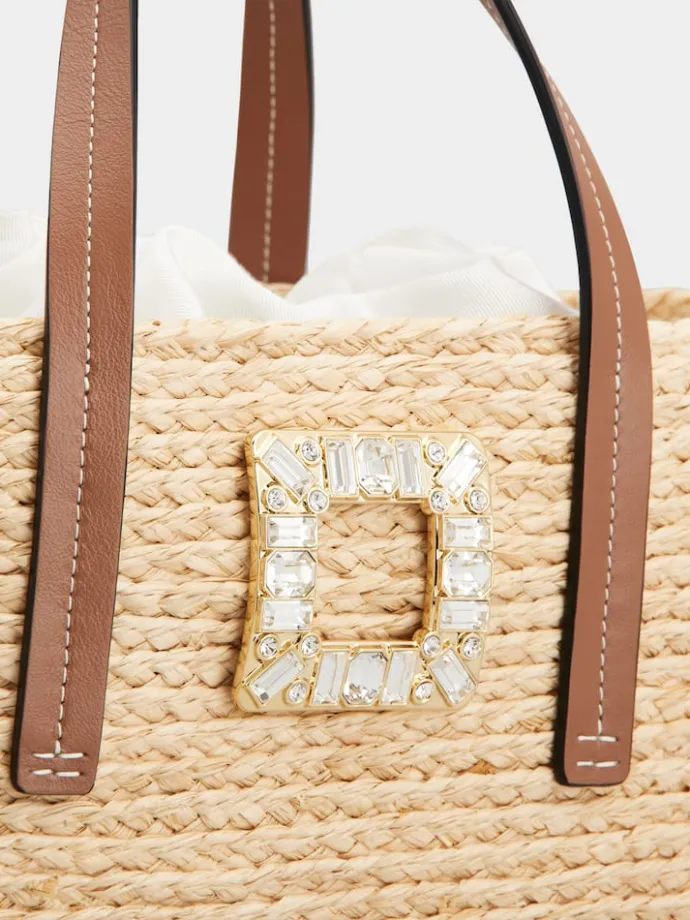 Roger Vivier Viv' Skate Small Shopping Bag in raffia Online