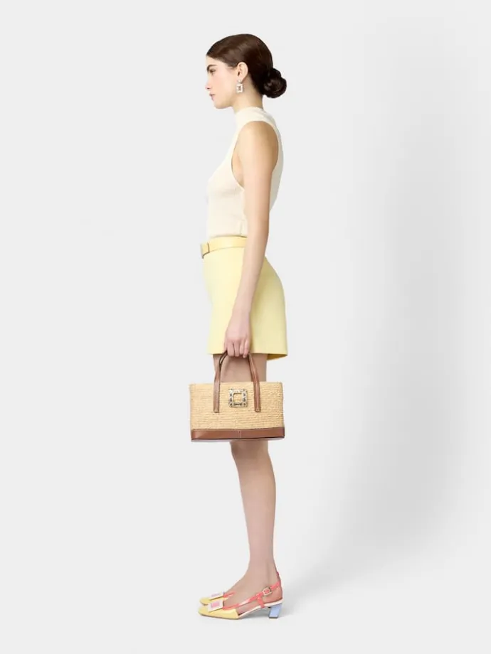 Roger Vivier Viv' Skate Small Shopping Bag in raffia Online