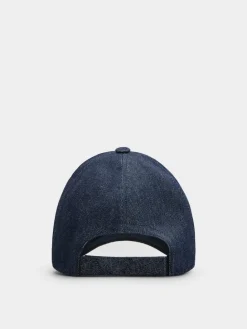 Roger Vivier Viv' Skate Strass Buckle Baseball Cap in Denim Discount