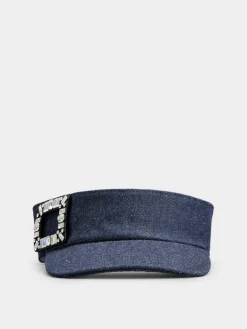 Roger Vivier Viv' Skate Visor in denim Discount