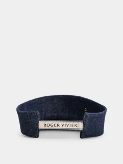 Roger Vivier Viv' Skate Visor in denim Discount